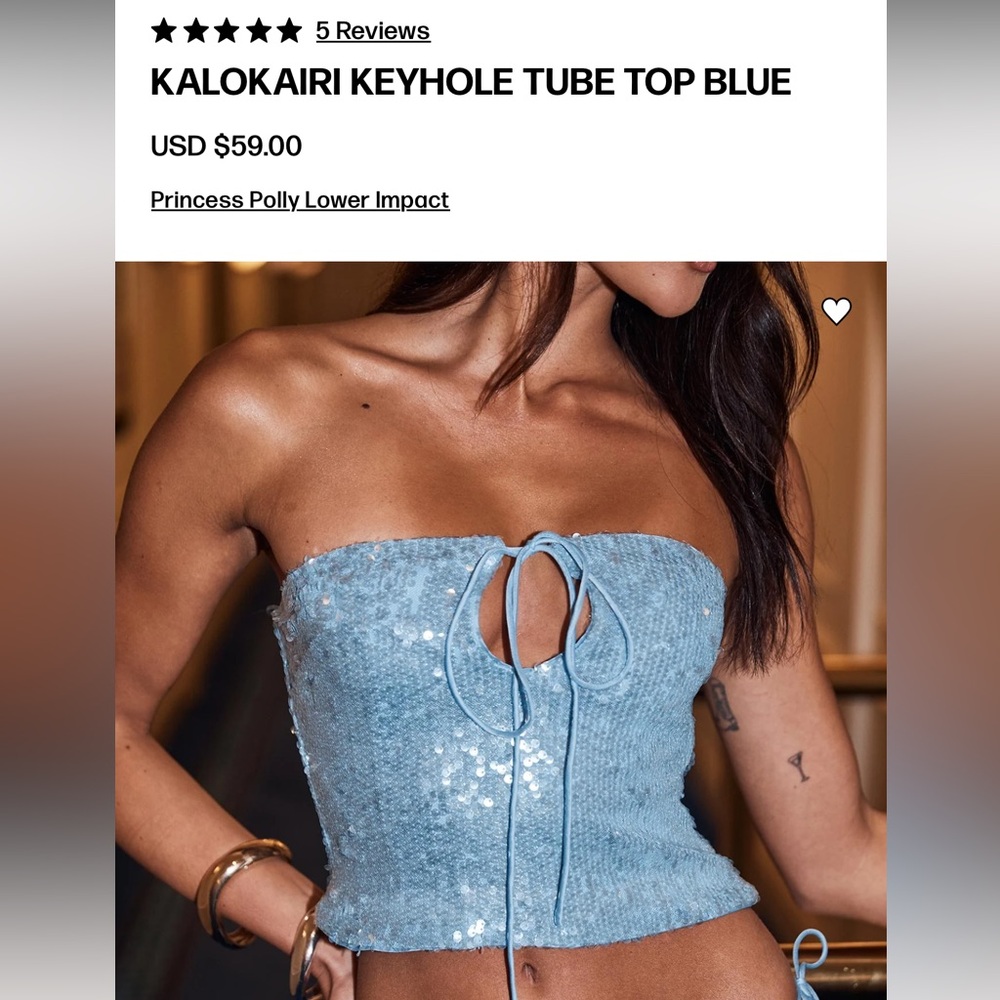 Princess Polly Kalokairi Cut Out Tube Top - Blue